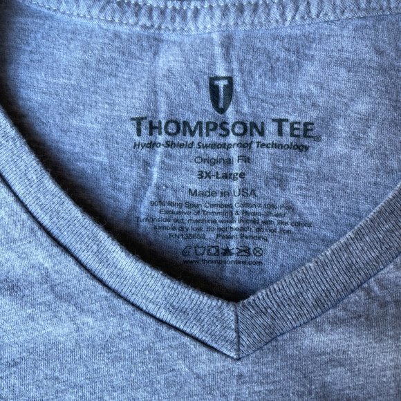 Thompson Tee Hydro-sheild sweatproof T-shirt undershirt v-neck 3XL Gray - Picture 3 of 5
